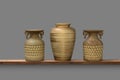 Pottery clay and ceramic vase decorate interior isolated on gray Royalty Free Stock Photo