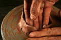 Pottery craftmanship clay pottery hands work Royalty Free Stock Photo