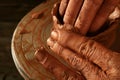 Pottery craftmanship clay pottery hands work