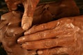 Pottery craftmanship potter hands work clay Royalty Free Stock Photo