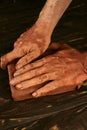 Pottery craftmanship potter hands work clay Royalty Free Stock Photo