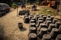 Pottery drying by sunlight.