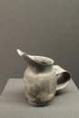 Pottery Ewer with a Wide Handle and Finely Incised Pattern