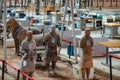 The pottery figures under restoration