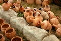 Pottery. Handmade Ceramic Clay Jugs Closeup Royalty Free Stock Photo