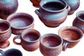 Pottery handmade in the old style, isolated on a white background. Top Royalty Free Stock Photo