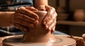 Pottery Hands on Potter Wheel Royalty Free Stock Photo