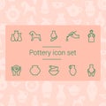 Pottery icon set in vector. Line style icon set.