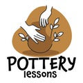 Pottery lessons and classes for making pots vector