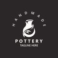 Pottery logo design handmade, creative traditional mug craft concept inspiration nature workshop template