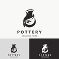 Pottery logo design handmade, creative traditional mug craft concept inspiration nature workshop template