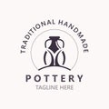 Pottery logo design handmade, creative traditional mug craft concept inspiration nature workshop template
