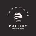 Pottery logo design handmade, creative traditional mug craft concept inspiration nature workshop template