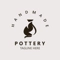 Pottery logo design handmade, creative traditional mug craft concept inspiration nature workshop template