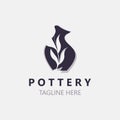 Pottery logo design handmade, creative traditional mug craft sign concept inspiration nature workshop