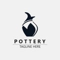 Pottery logo design handmade, creative traditional mug craft sign concept inspiration nature workshop