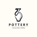 Pottery logo design handmade, creative traditional mug craft sign concept inspiration nature workshop