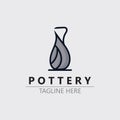 Pottery logo design handmade, creative traditional mug craft sign concept inspiration nature workshop