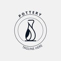 Pottery logo design handmade, creative traditional mug craft sign concept inspiration nature workshop