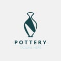 Pottery logo design handmade, creative traditional mug craft sign concept inspiration nature workshop