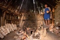 Pottery manufacturing , traditional handcraft workers in Romanian village of Horezu , Unesco heritage