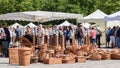 Pottery Market on the Domplatz. Wicker baskets. Sale of handmade goods Royalty Free Stock Photo