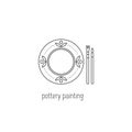 Pottery painting line icon Royalty Free Stock Photo