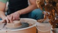 Pottery - potter master is sculpting in his workshop Royalty Free Stock Photo