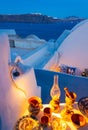 Rooftops evening view of Oia and Caldera Santorini Greece Royalty Free Stock Photo