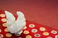 Pottery rooster on the Japanese handmade paper Royalty Free Stock Photo