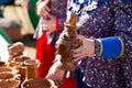 Pottery from a seller on the market Royalty Free Stock Photo