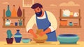 In the pottery studio the craftsman gently molds the clay into shape his calm and steady hands creating smooth and Royalty Free Stock Photo