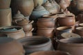 Pottery vessel placed into the furnace before airing .