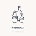 Pottery workshop, ceramics classes line icon. Clay studio tools sign. Hand building, sculpturing equipment shop sign Royalty Free Stock Photo