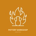 Pottery workshop, ceramics classes line icon. Clay studio tools sign. Hand building, sculpturing equipment shop sign Royalty Free Stock Photo