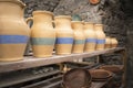 pottery workshop and store of pottery and jugs. Kamianets-Podilskyi, Khmelnytskyi region. Ukraine Royalty Free Stock Photo