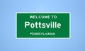 Pottsville, Pennsylvania city limit sign. Town sign from the USA.