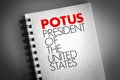 POTUS - President of the United States acronym on notepad, concept background Royalty Free Stock Photo