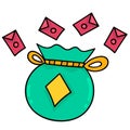 Pouch money saver icon. doodle icon drawing Royalty Free Stock Photo