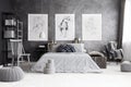 Monochromatic bedroom with king-size bed