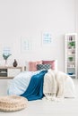 Pouf in cozy bedroom interior Royalty Free Stock Photo