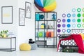 Poufs in colorful kid`s bedroom Royalty Free Stock Photo