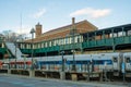 A landscape view of the historic Poughkeepsie Railroad station, a Metro-North Railroad and Royalty Free Stock Photo