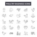 Poultry business line icons, signs, vector set, outline illustration concept Royalty Free Stock Photo