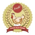 Poultry farm badge, chicken and eggs