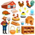 Poultry Farm Elements Set