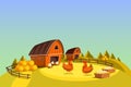 Poultry farm landscape vector banner or background Royalty Free Stock Photo