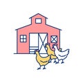 Poultry farm RGB color icon