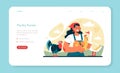 Poultry farm web banner or landing page. Shepherd with a domestic birds