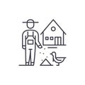 Poultry farming line icon concept. Poultry farming vector linear illustration, symbol, sign